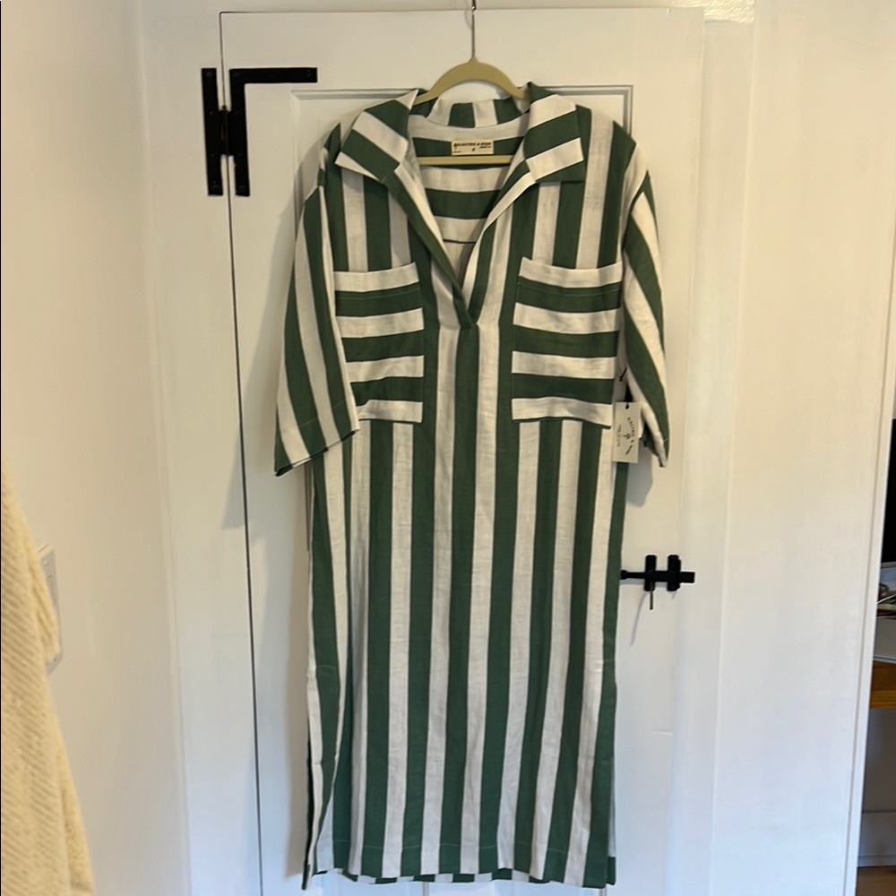 NWT Electric & Rose Mary Kaftan Dress, Ivory & Shamrock Stripe, SM